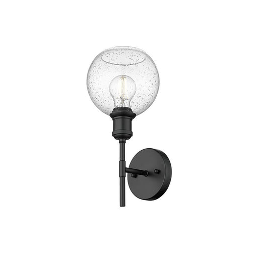 Golden Axel 1-Light Wall Sconce, Matte Black/Seeded Glass - 1945-1WBLK-GLOBE-SD