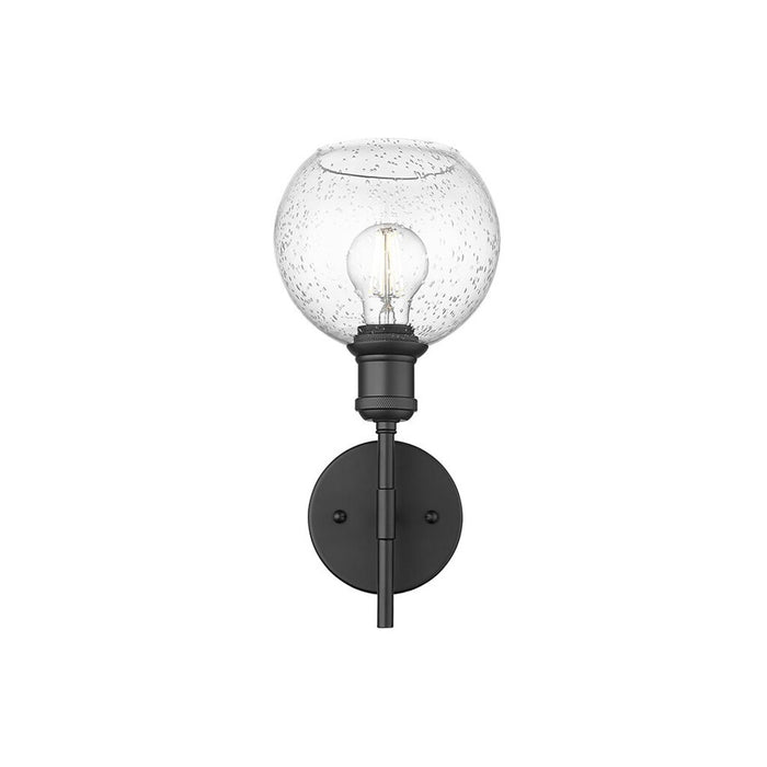Golden Axel 1-Light Wall Sconce, Matte Black/Seeded Glass