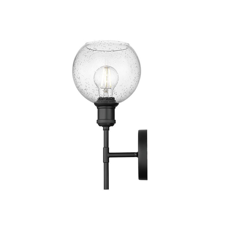 Golden Axel 1-Light Wall Sconce, Matte Black/Seeded Glass