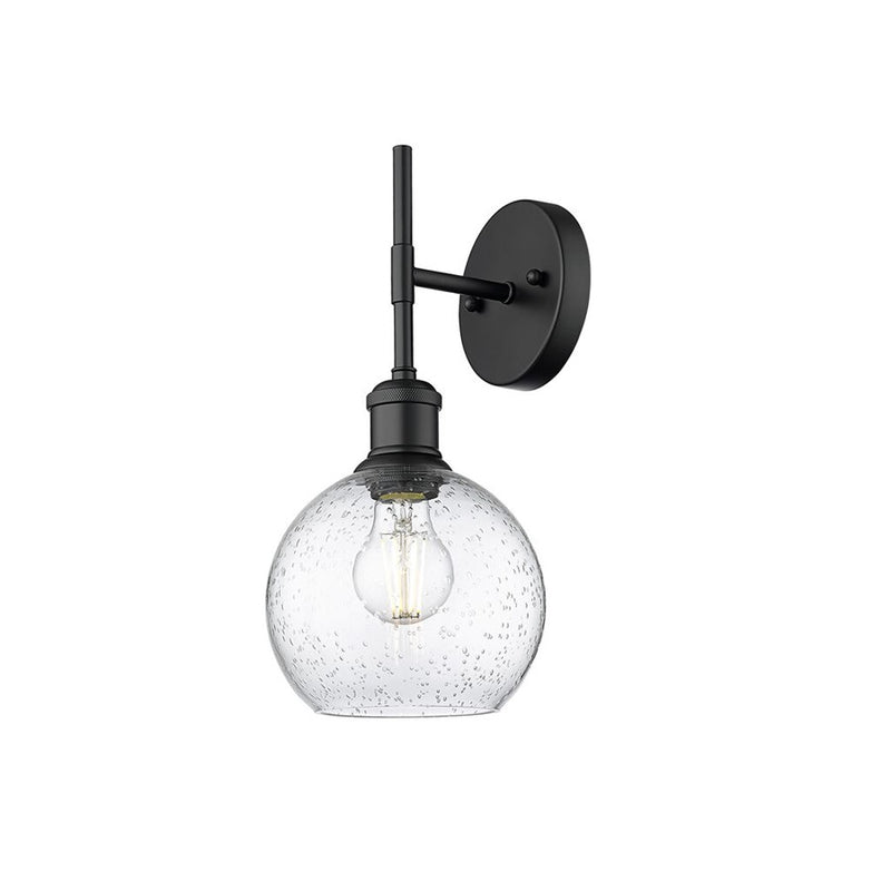 Golden Axel 1-Light Wall Sconce, Matte Black/Seeded Glass