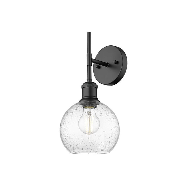 Golden Axel 1-Light Wall Sconce, Matte Black/Seeded Glass