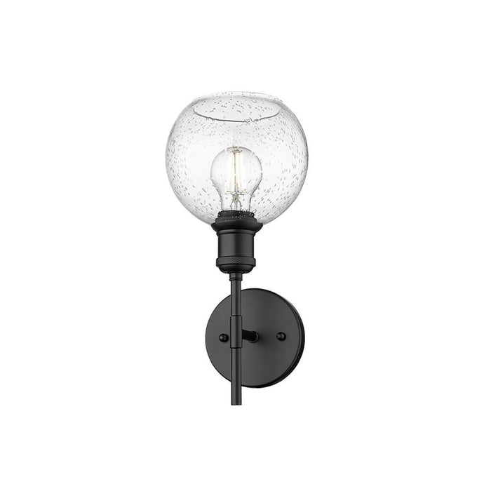 Golden Axel 1-Light Wall Sconce, Matte Black/Seeded Glass