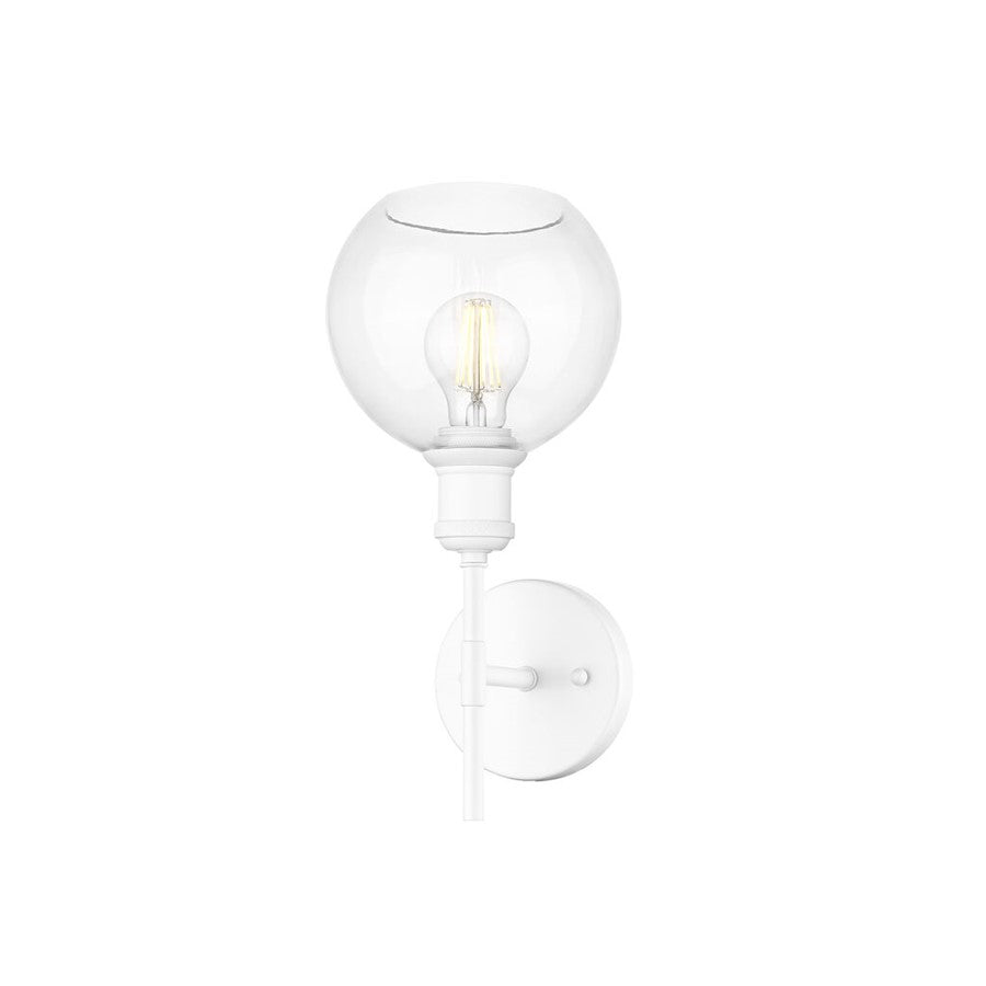 Golden Axel 1-Lt Wall Sconce, Matte White/Clr Glass Globe - 1945-1WWHT-GLOBE-CLR
