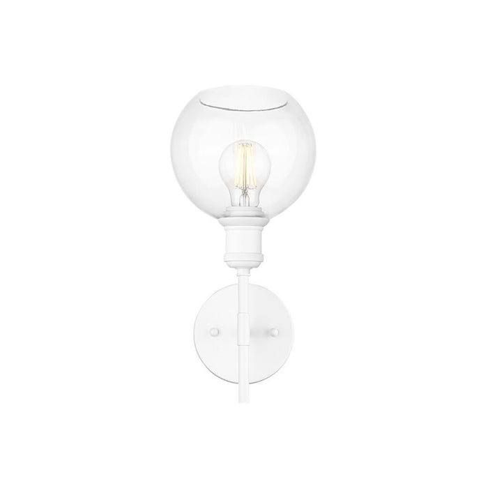 Golden Axel 1-Lt Wall Sconce, Matte White/Clr Glass Globe