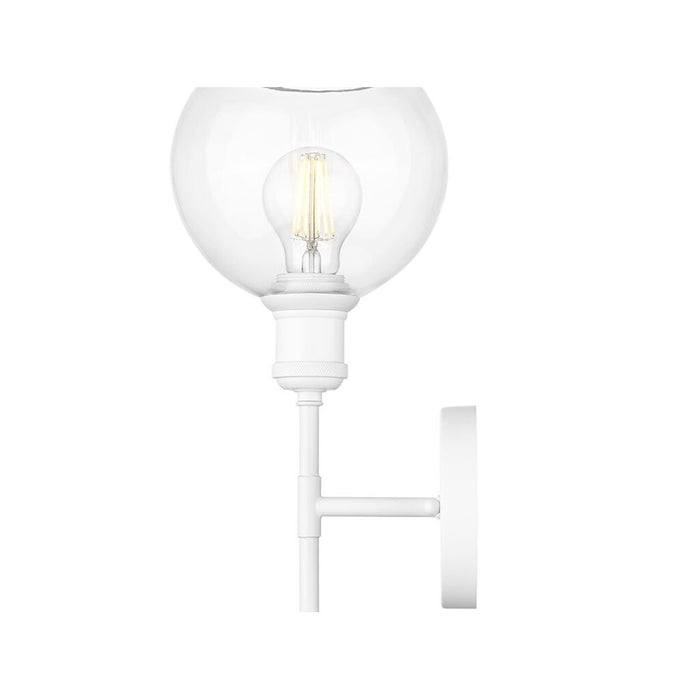 Golden Axel 1-Lt Wall Sconce, Matte White/Clr Glass Globe