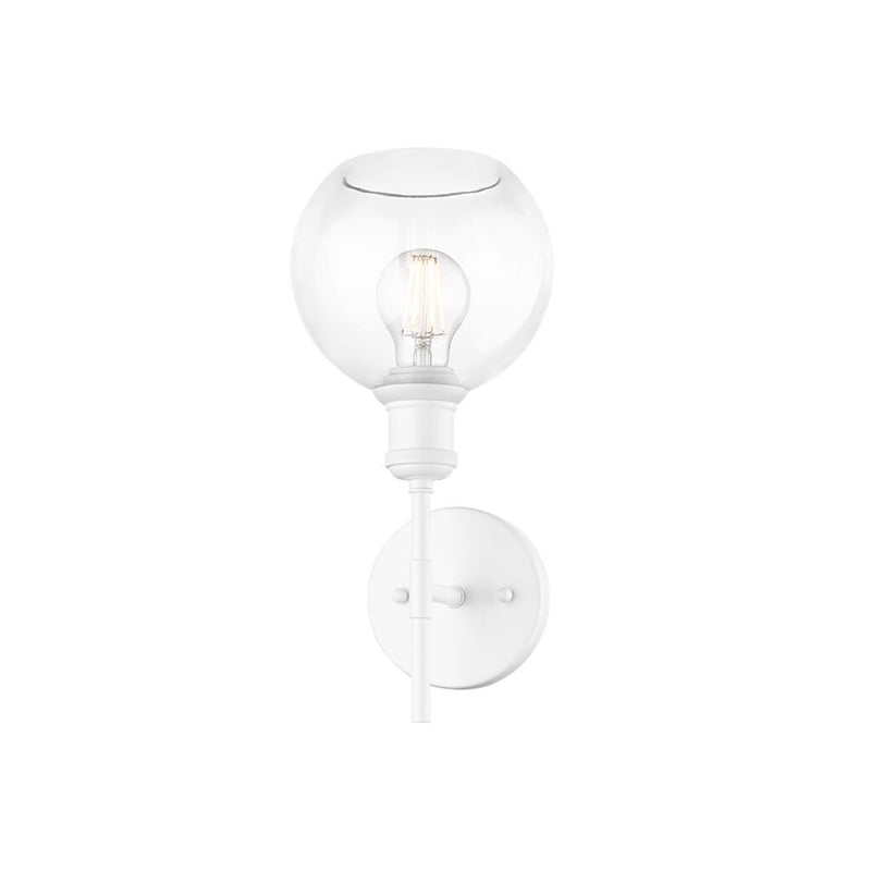 Golden Axel 1-Lt Wall Sconce, Matte White/Clr Glass Globe