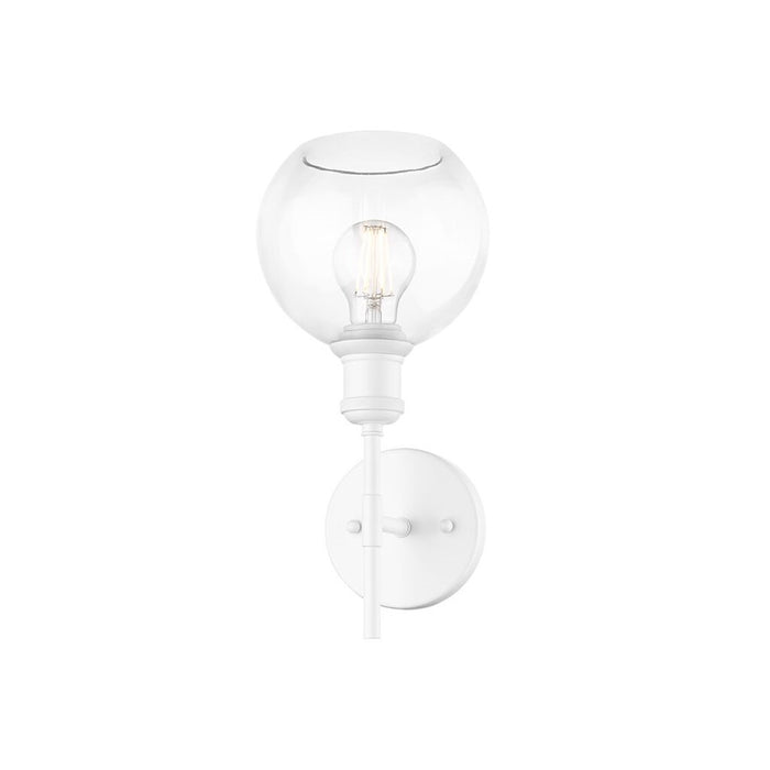 Golden Axel 1-Lt Wall Sconce, Matte White/Clr Glass Globe