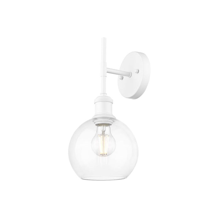 Golden Axel 1-Lt Wall Sconce, Matte White/Clr Glass Globe