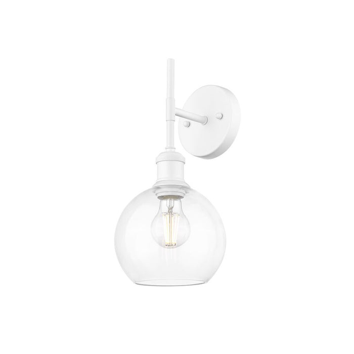 Golden Axel 1-Lt Wall Sconce, Matte White/Clr Glass Globe