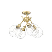 Golden Axel 4-Lt Semi-Flush, Champagne Bronze/Clear Glass - 1945-SFBCB-GLOBE-CLR