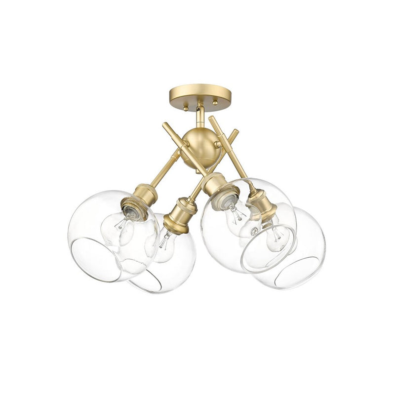 Golden Axel 4-Lt Semi-Flush, Champagne Bronze/Clear Glass - 1945-SFBCB-GLOBE-CLR