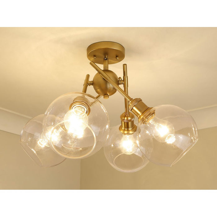 Golden Axel 4-Lt Semi-Flush, Champagne Bronze/Clear Glass