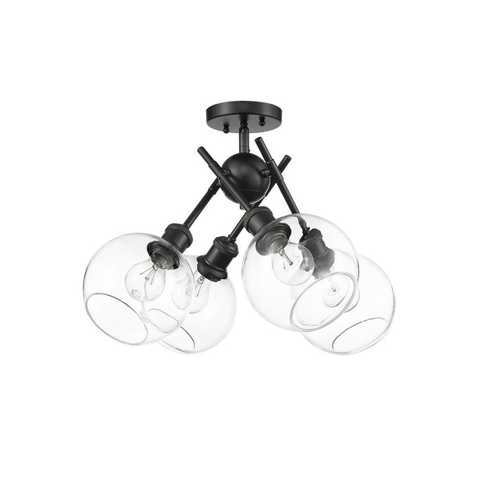 Golden Axel 4-Light Semi-Flush, Matte Black/Clear Glass - 1945-SFBLK-GLOBE-CLR