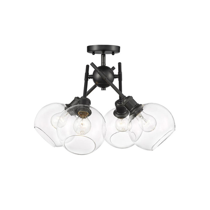 Golden Axel 4-Light Semi-Flush, Matte Black/Clear Glass