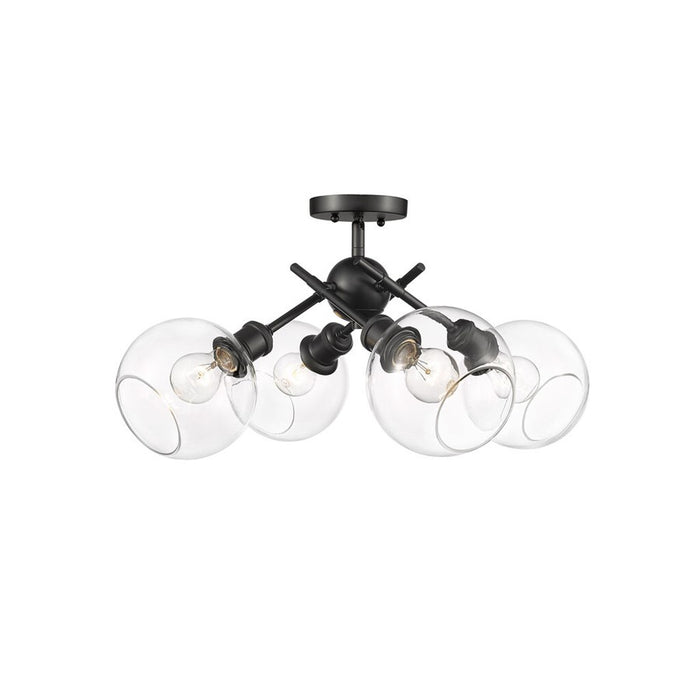 Golden Axel 4-Light Semi-Flush, Matte Black/Clear Glass