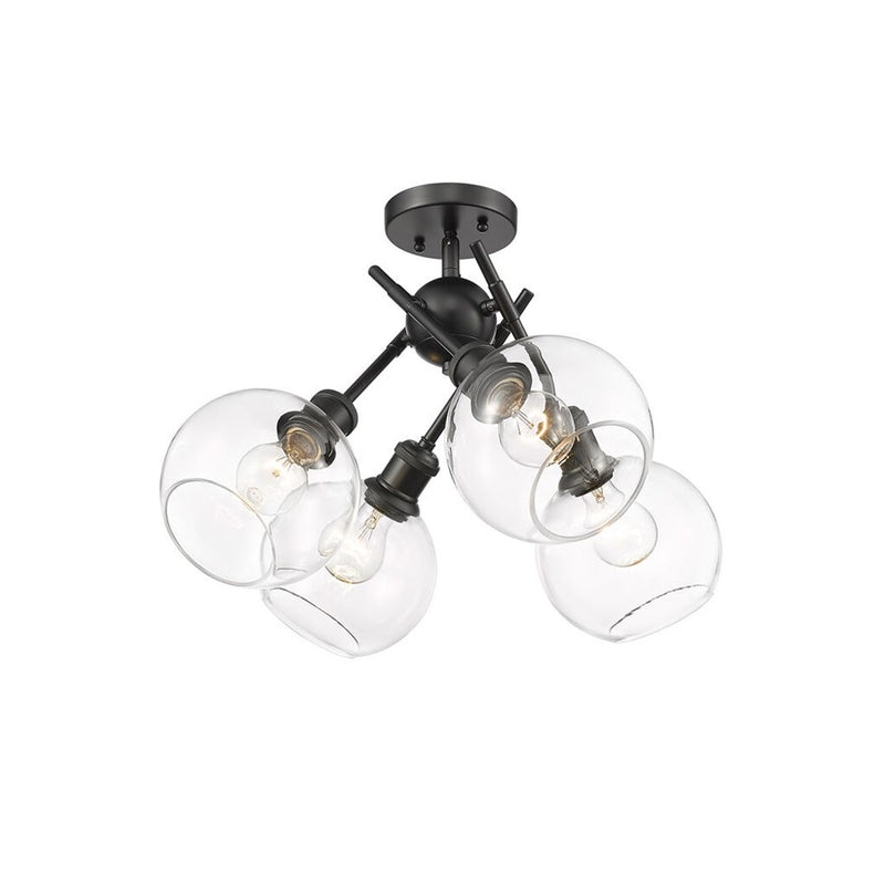 Golden Axel 4-Light Semi-Flush, Matte Black/Clear Glass