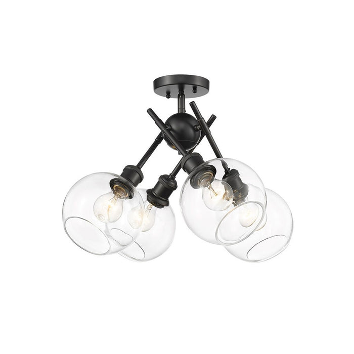 Golden Axel 4-Light Semi-Flush, Matte Black/Clear Glass