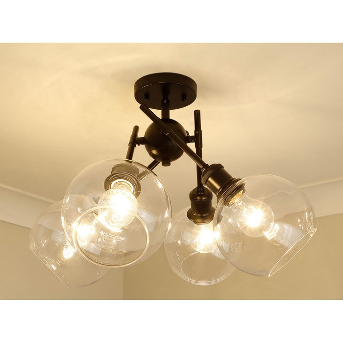 Golden Axel 4-Light Semi-Flush, Matte Black/Clear Glass
