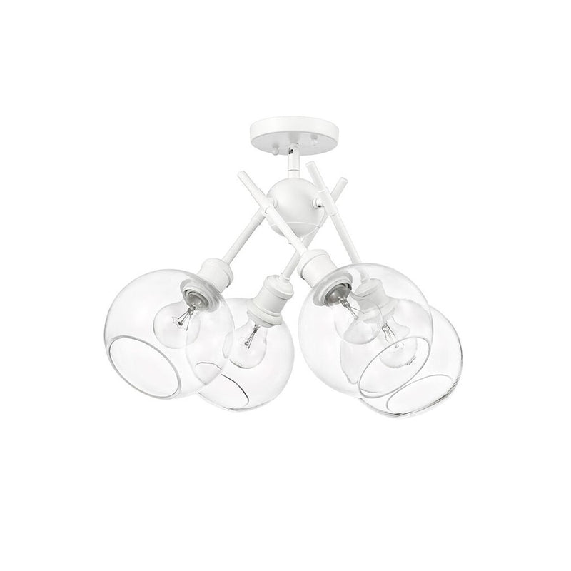 Golden Axel 4-Light Semi-Flush, Matte White/Clear Glass - 1945-SFWHT-GLOBE-CLR