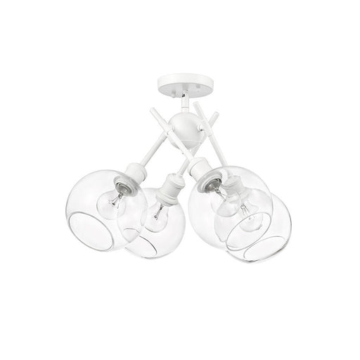 Golden Axel 4-Light Semi-Flush, Matte White/Clear Glass - 1945-SFWHT-GLOBE-CLR