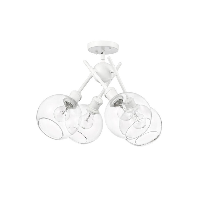 Golden Axel 4-Light Semi-Flush, Matte White/Clear Glass - 1945-SFWHT-GLOBE-CLR