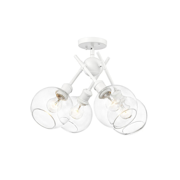 Golden Axel 4-Light Semi-Flush, Matte White/Clear Glass