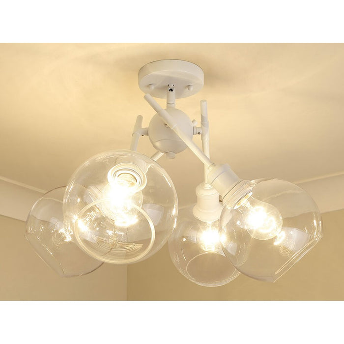 Golden Axel 4-Light Semi-Flush, Matte White/Clear Glass