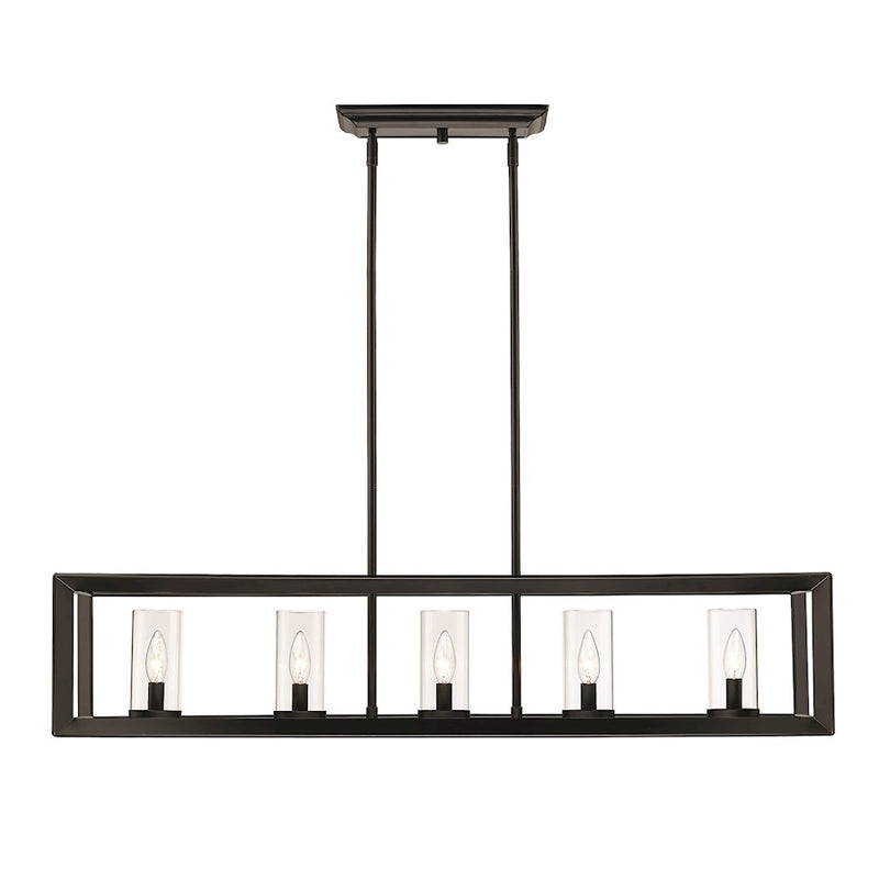 Golden Lighting Smyth Linear Pendant, Matte Black/Clear Glass