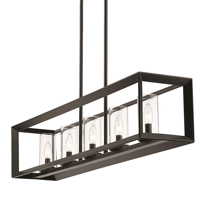Golden Lighting Smyth Linear Pendant, Matte Black/Clear Glass