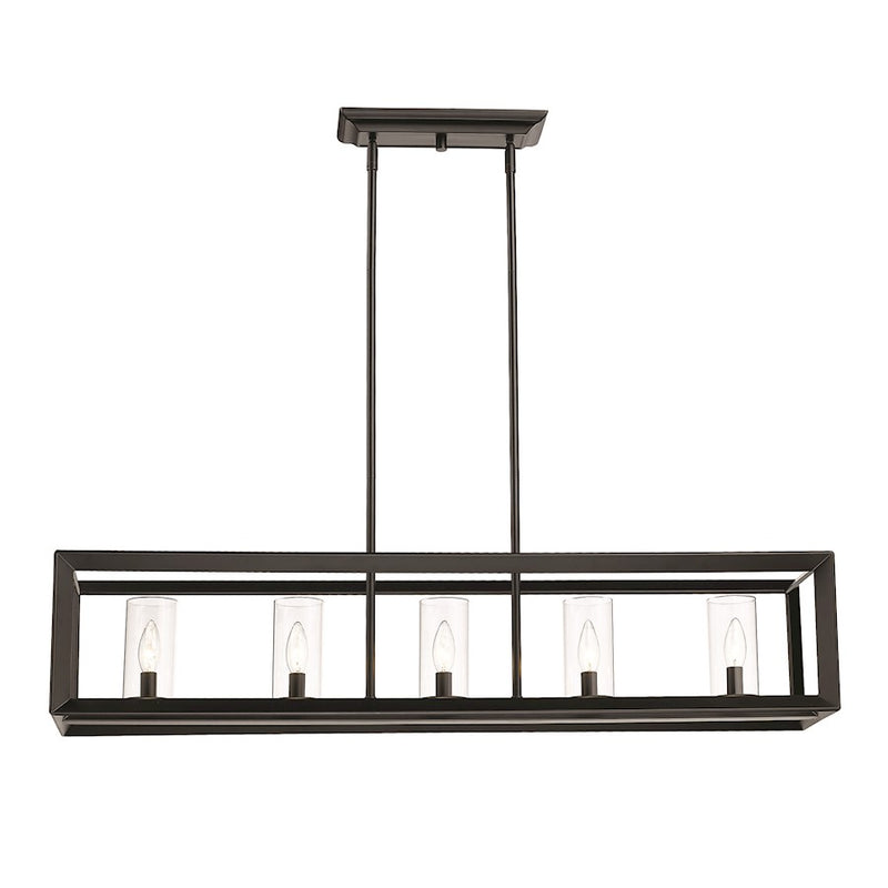 Golden Lighting Smyth Linear Pendant, Matte Black/Clear Glass