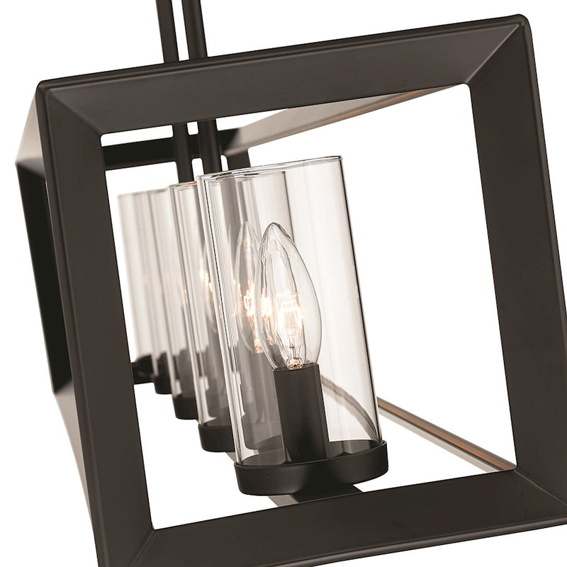 Golden Lighting Smyth Linear Pendant, Matte Black/Clear Glass