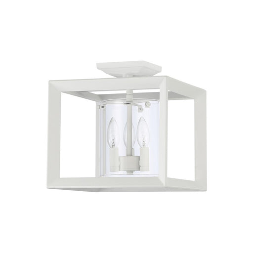 Golden Smyth 3-Lt 12" Semi-Flush, Natural White/Clear Glass - 2073-SF12NWT-CLR