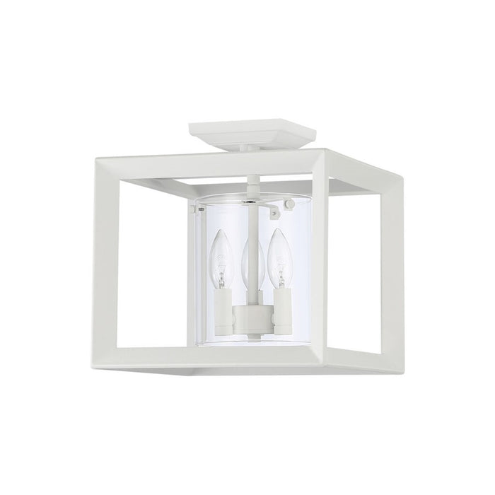 Golden Smyth 3-Lt 12" Semi-Flush, Natural White/Clear Glass