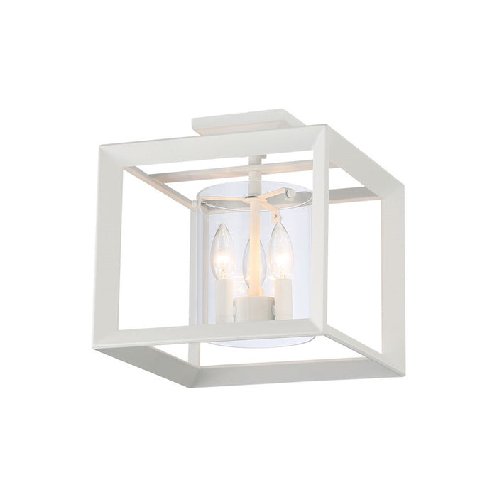 Golden Smyth 3-Lt 12" Semi-Flush, Natural White/Clear Glass