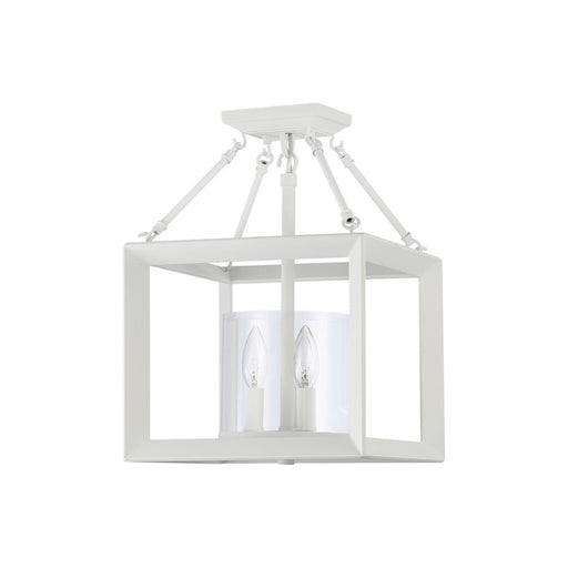 Golden Smyth 3-Light Semi-Flush, Natural White/Clear Glass - 2073-SFNWT-CLR