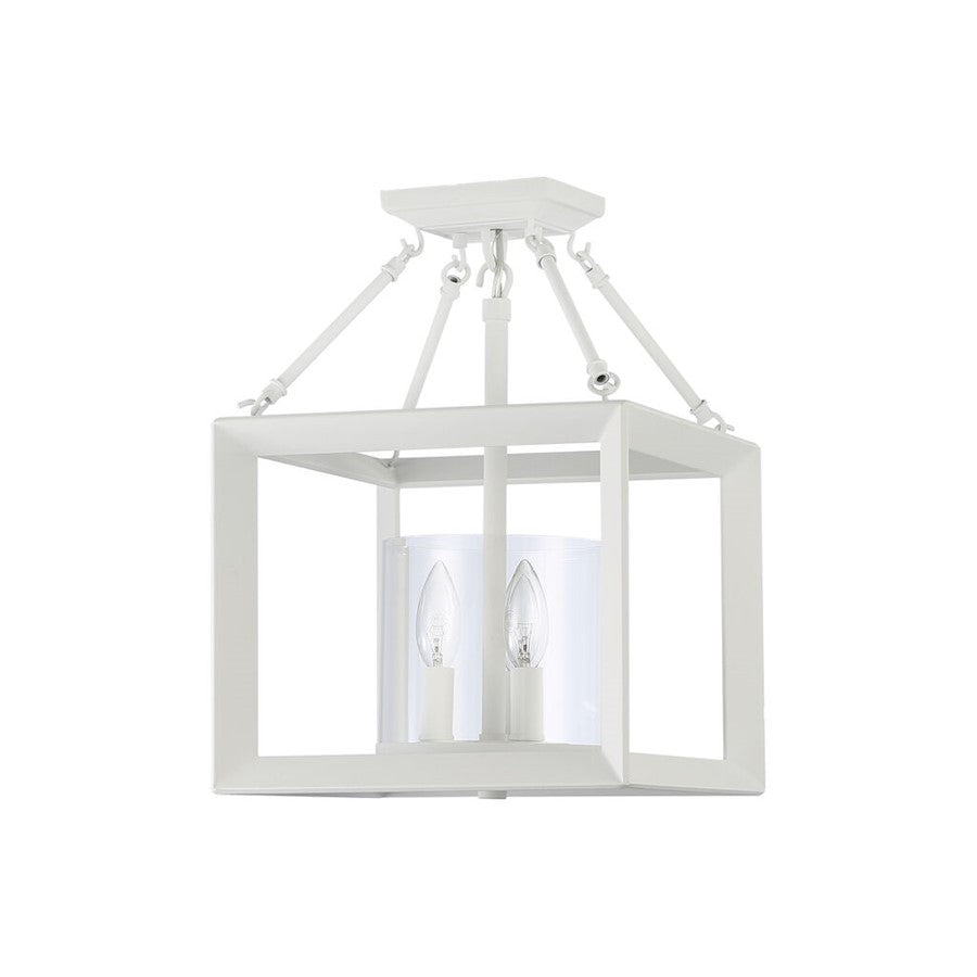 Golden Smyth 3-Light Semi-Flush, Natural White/Clear Glass - 2073-SFNWT-CLR