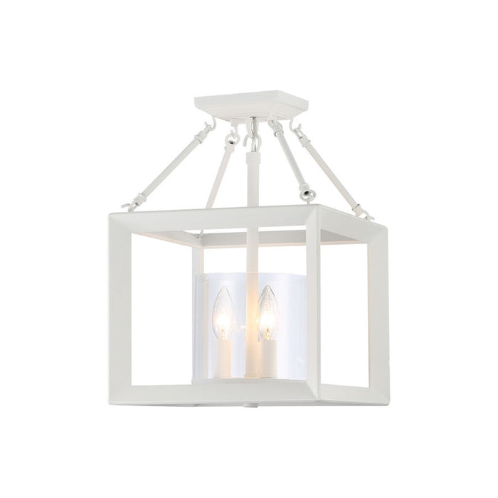 Golden Smyth 3-Light Semi-Flush, Natural White/Clear Glass