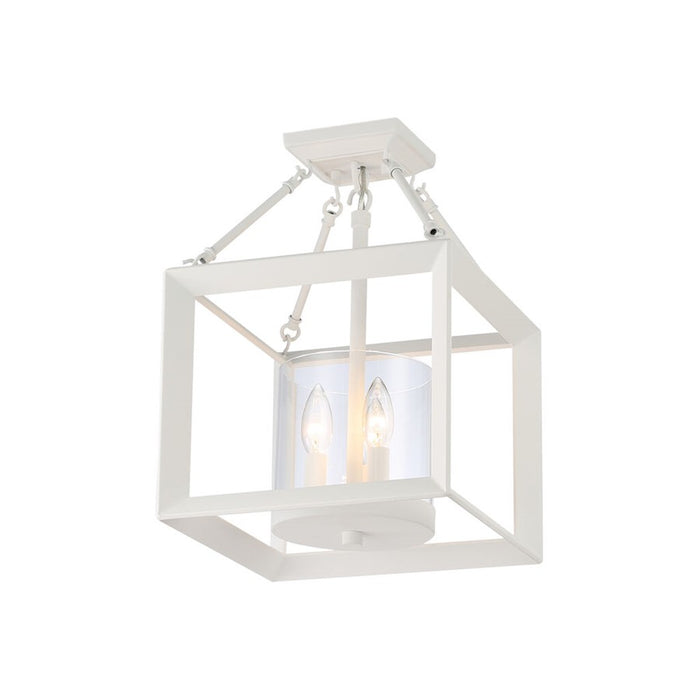Golden Smyth 3-Light Semi-Flush, Natural White/Clear Glass