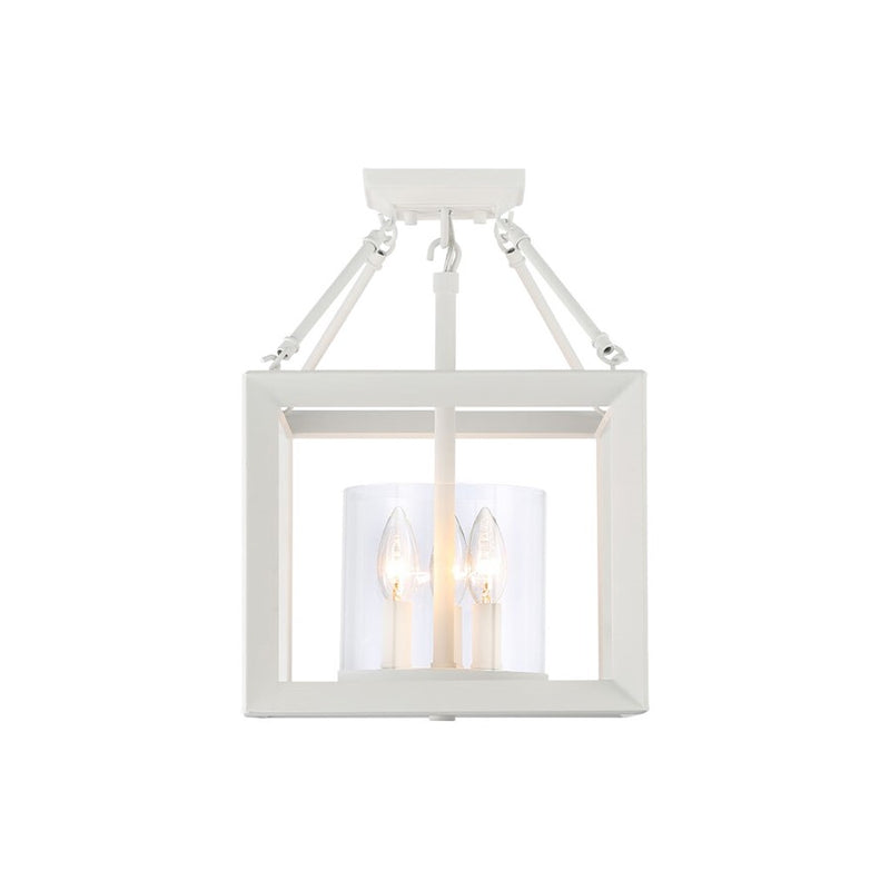 Golden Smyth 3-Light Semi-Flush, Natural White/Clear Glass