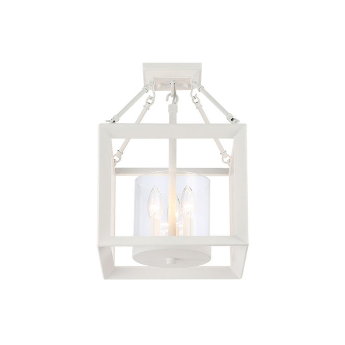 Golden Smyth 3-Light Semi-Flush, Natural White/Clear Glass
