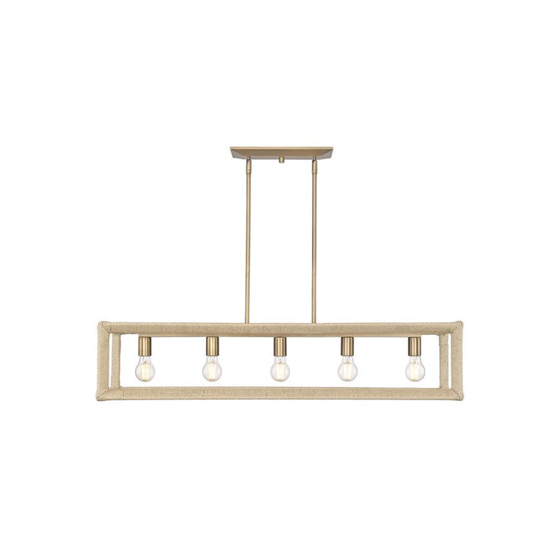 Golden Kimber 5-Light Linear Pendant, Modern Brass/No Shade