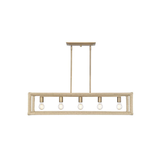 Golden Kimber 5-Light Linear Pendant, Modern Brass/No Shade