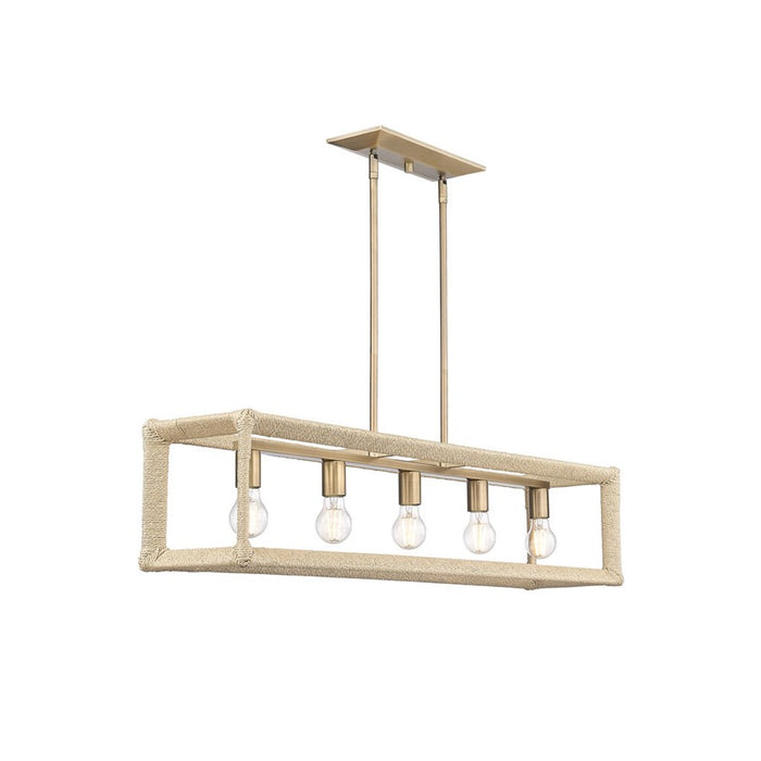 Golden Kimber 5-Light Linear Pendant, Modern Brass/No Shade