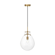 Golden Lighting Drop 12in 1-Light Pendant | Modern Brushed Champagne Brass and Clear Glass | Kitchen & Dining Room | Model 2088-12P BCB-CLR