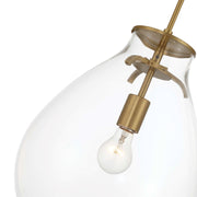 Golden Lighting Drop 12in 1-Light Pendant | Modern Brushed Champagne Brass and Clear Glass | Kitchen & Dining Room | Model 2088-12P BCB-CLR