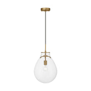 Golden Lighting Drop 12in 1-Light Pendant | Modern Brushed Champagne Brass and Clear Glass | Kitchen & Dining Room | Model 2088-12P BCB-CLR