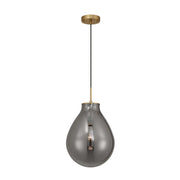 Golden Lighting Drop 12in 1-Light Pendant | Modern Brushed Champagne Brass and Smoke Plated Glass | Kitchen Island & Dining | Model 2088-12P BCB-SMP