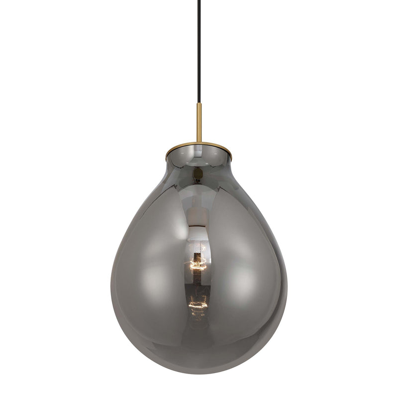 Golden Lighting Drop 12in 1-Light Pendant | Modern Brushed Champagne Brass and Smoke Plated Glass | Kitchen Island & Dining | Model 2088-12P BCB-SMP