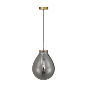 Golden Lighting Drop 12in 1-Light Pendant | Modern Brushed Champagne Brass and Smoke Plated Glass | Kitchen Island & Dining | Model 2088-12P BCB-SMP