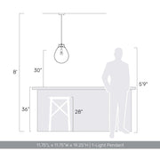 Golden Lighting Drop 12in 1-Light Pendant | Modern Matte Black and Clear Glass | Kitchen Island & Dining Room | Model 2088-12P BLK-CLR